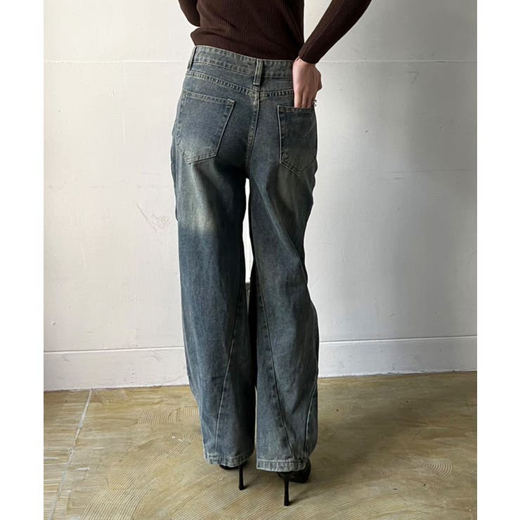 アシンメトリータックルーズデニムパンツ | Jewelobe | 詳細画像3 