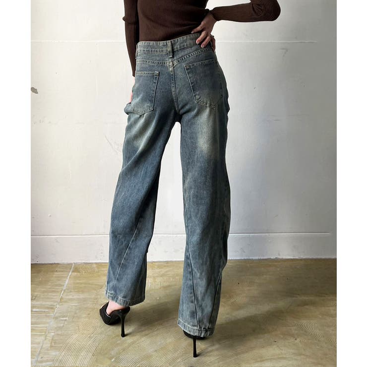 アシンメトリータックルーズデニムパンツ | Jewelobe | 詳細画像4 