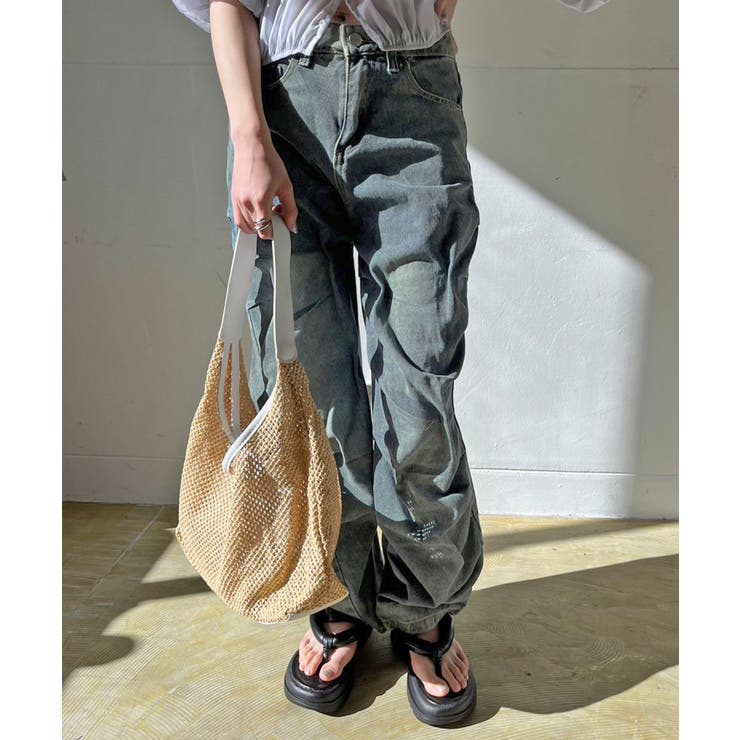 アシンメトリータックルーズデニムパンツ | Jewelobe | 詳細画像5 