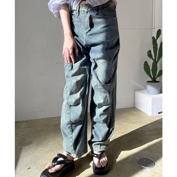 アシンメトリータックルーズデニムパンツ | Jewelobe | 詳細画像7 