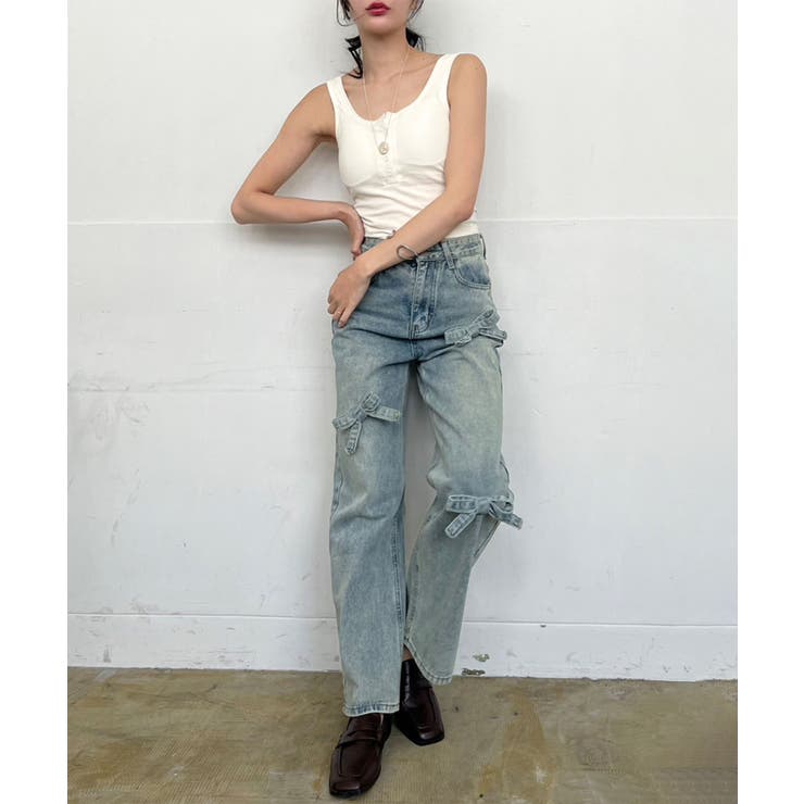 3リボンワイドデニムパンツ | Jewelobe | 詳細画像8 