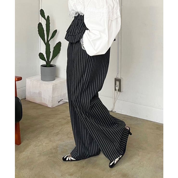 ダブルペプラムストライプワイドスラックス | Jewelobe | 詳細画像11 