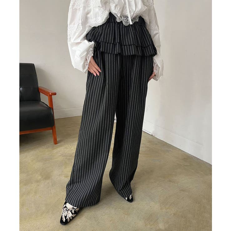 ダブルペプラムストライプワイドスラックス | Jewelobe | 詳細画像12 