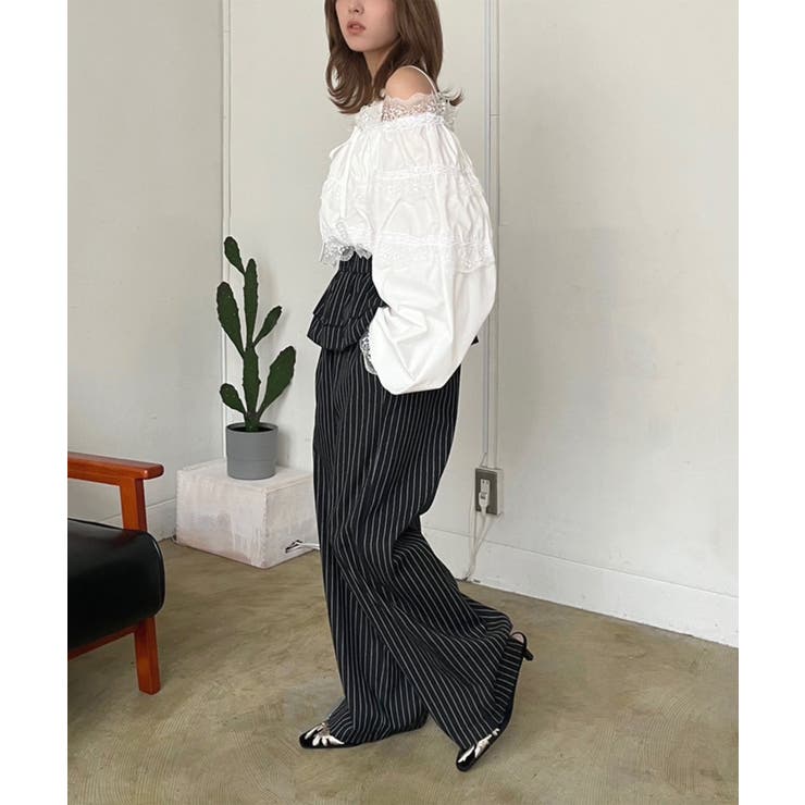 ダブルペプラムストライプワイドスラックス | Jewelobe | 詳細画像16 