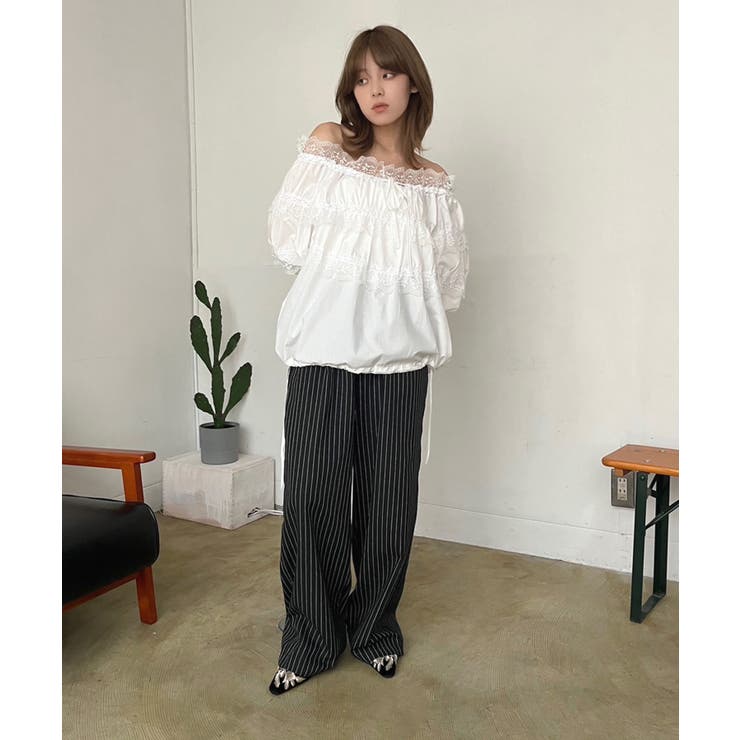 ダブルペプラムストライプワイドスラックス | Jewelobe | 詳細画像19 