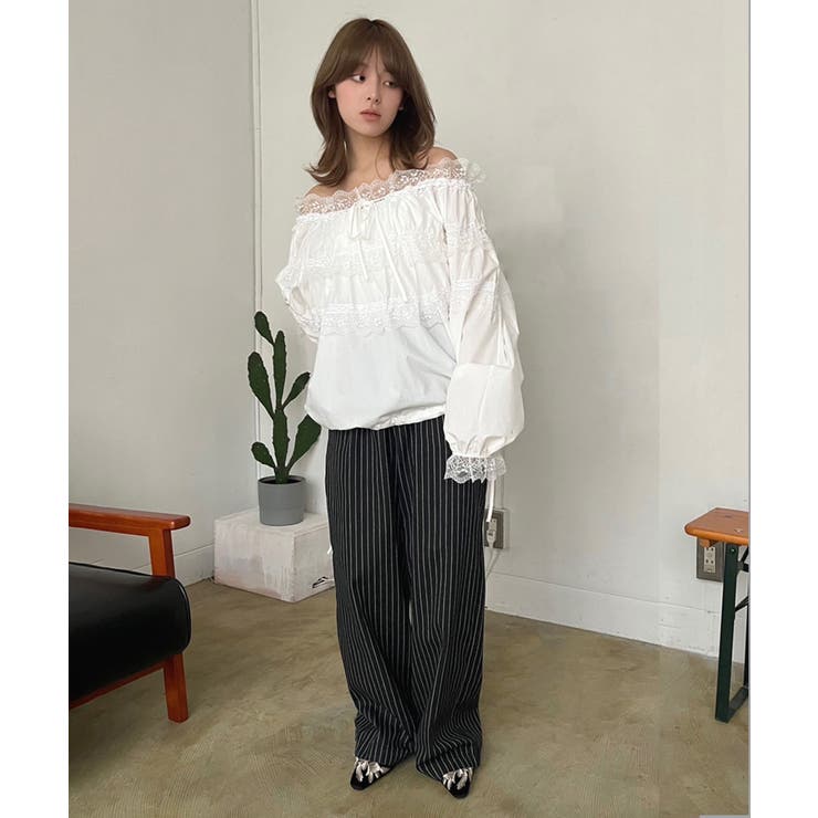 ダブルペプラムストライプワイドスラックス | Jewelobe | 詳細画像20 