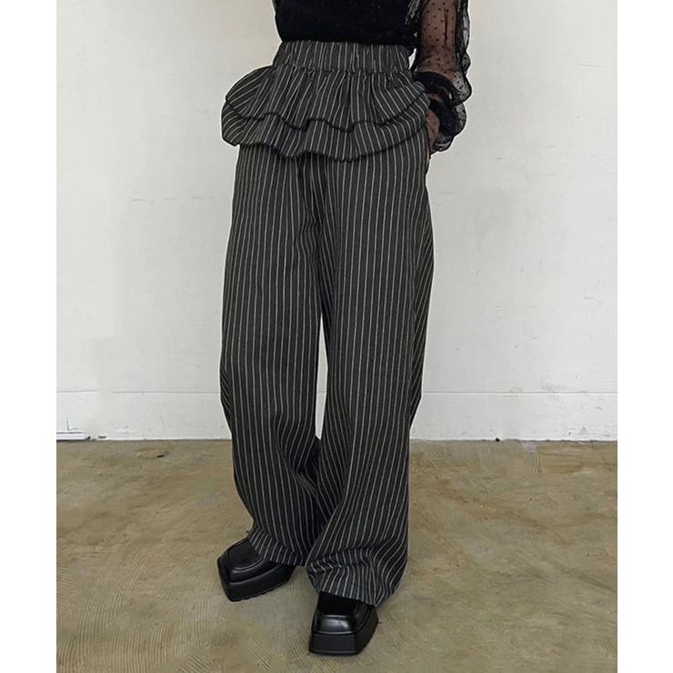 ダブルペプラムストライプワイドスラックス | Jewelobe | 詳細画像3 