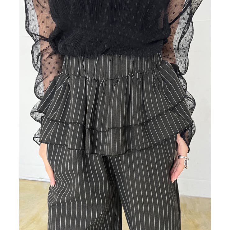 ダブルペプラムストライプワイドスラックス | Jewelobe | 詳細画像5 