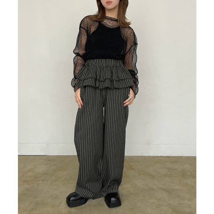 ダブルペプラムストライプワイドスラックス | Jewelobe | 詳細画像7 