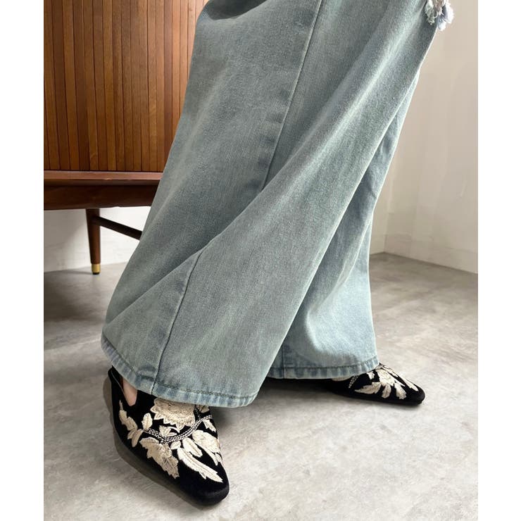 レースカバードダメージワイドデニムパンツ | Jewelobe | 詳細画像12 