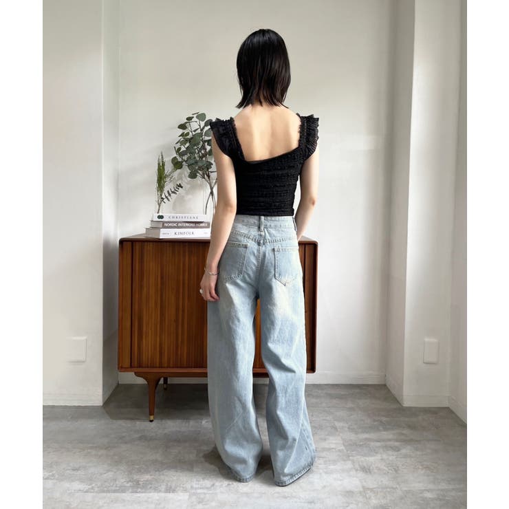 レースカバードダメージワイドデニムパンツ | Jewelobe | 詳細画像15 