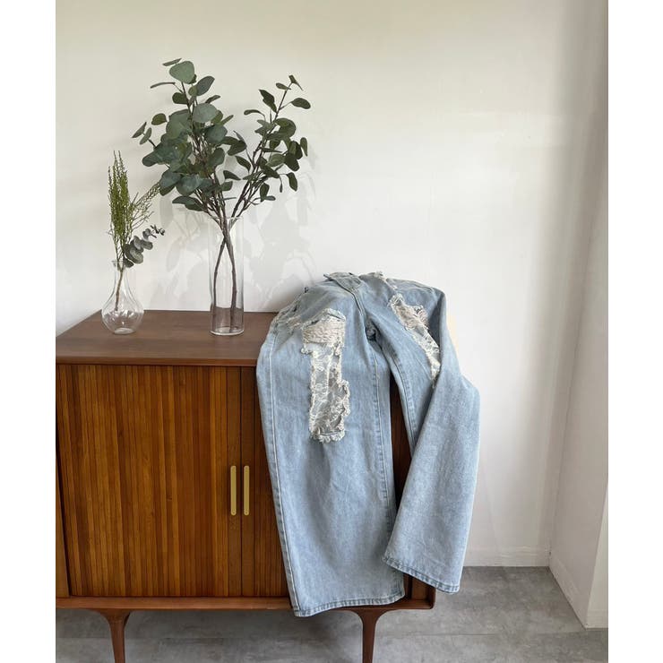 レースカバードダメージワイドデニムパンツ | Jewelobe | 詳細画像20 