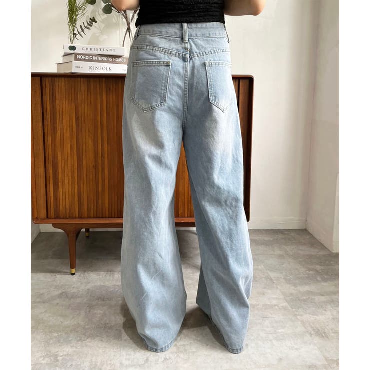 レースカバードダメージワイドデニムパンツ | Jewelobe | 詳細画像5 