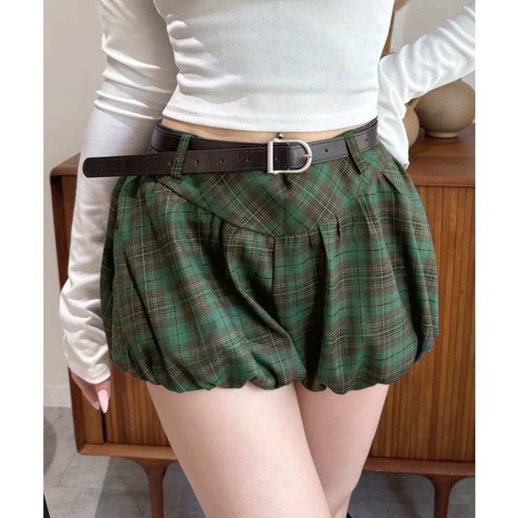 グリーン | チェックマイクロバルーンパンツ | Jewelobe