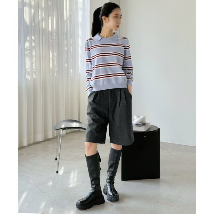 ウールタッチタックハーフパンツ | Jewelobe | 詳細画像7 