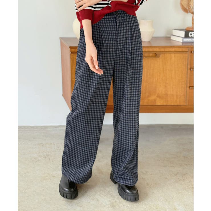 ウールタッチオーバーチェックワイドパンツ | Jewelobe | 詳細画像1 