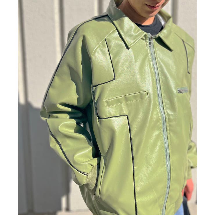 配色パイピングフェイクレザーブルゾン | Jewelobe | 詳細画像10 