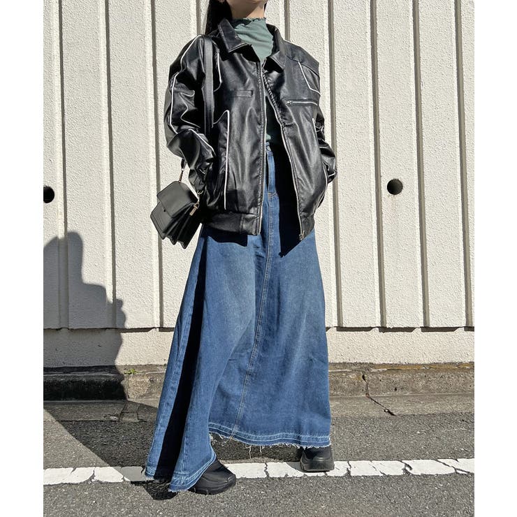 配色パイピングフェイクレザーブルゾン | Jewelobe | 詳細画像11 