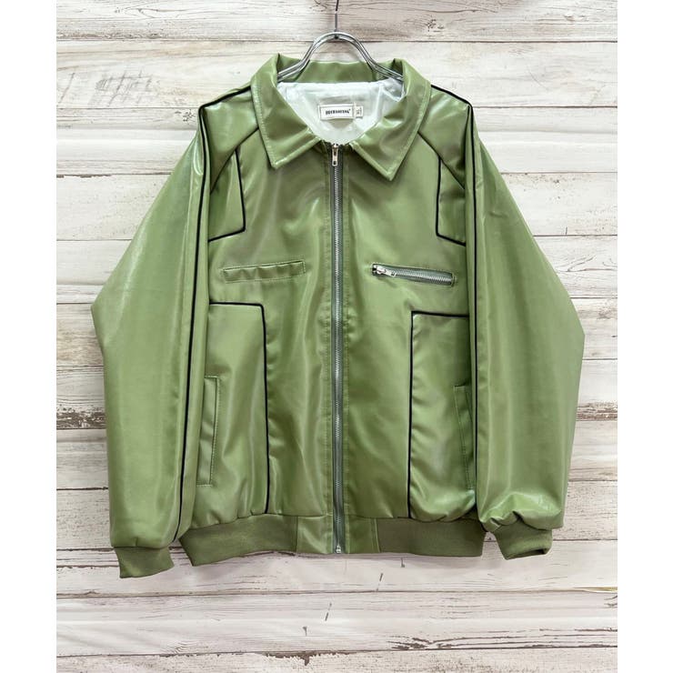 配色パイピングフェイクレザーブルゾン | Jewelobe | 詳細画像18 