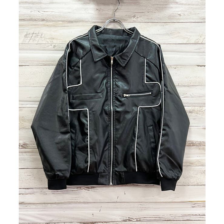 配色パイピングフェイクレザーブルゾン | Jewelobe | 詳細画像19 