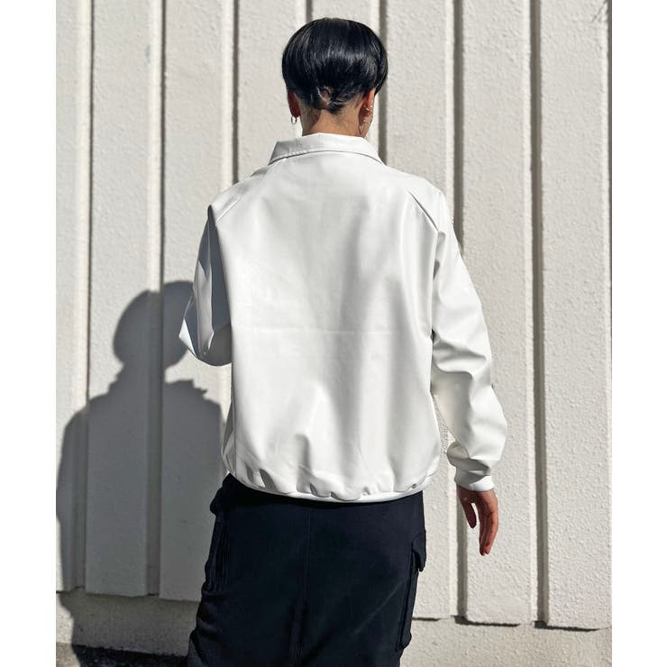 配色パイピングフェイクレザーブルゾン | Jewelobe | 詳細画像4 