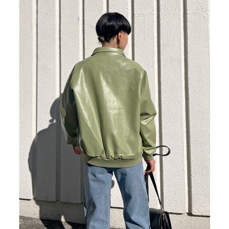 配色パイピングフェイクレザーブルゾン | Jewelobe | 詳細画像9 