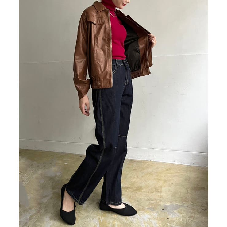 CPOジップアップフェイクレザーブルゾン | Jewelobe | 詳細画像10 