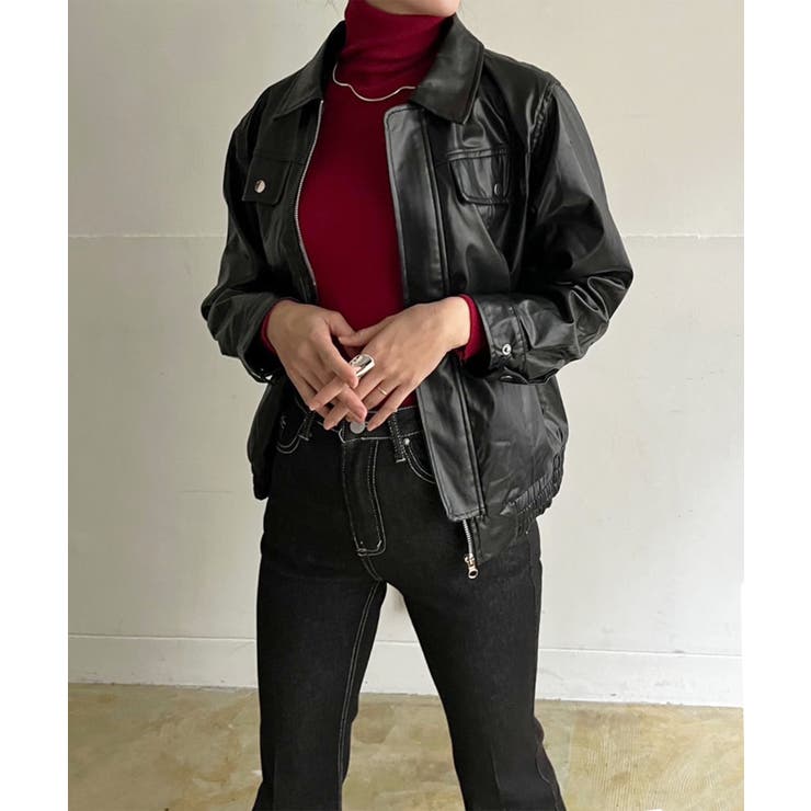 CPOジップアップフェイクレザーブルゾン | Jewelobe | 詳細画像13 