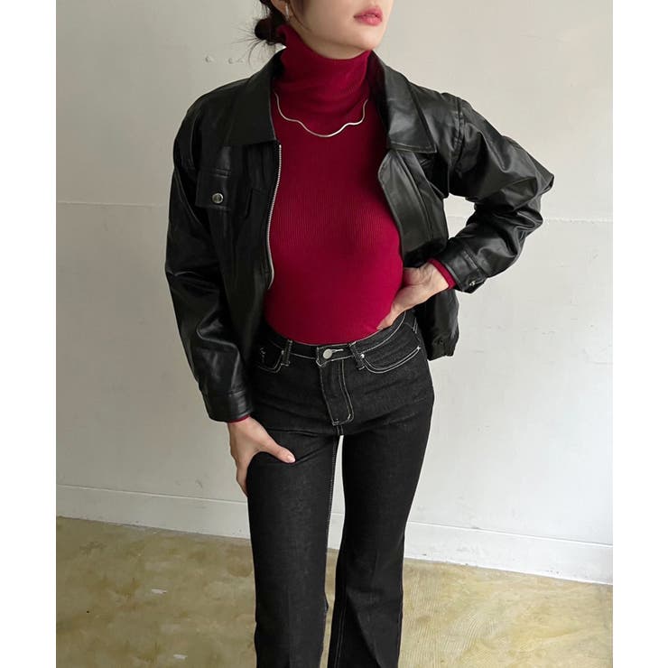 CPOジップアップフェイクレザーブルゾン | Jewelobe | 詳細画像16 