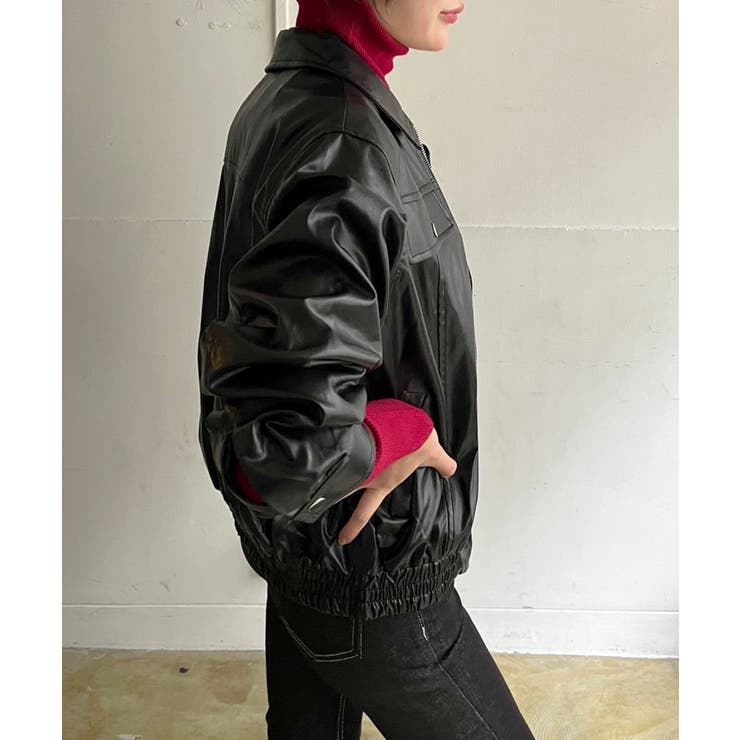 CPOジップアップフェイクレザーブルゾン | Jewelobe | 詳細画像18 