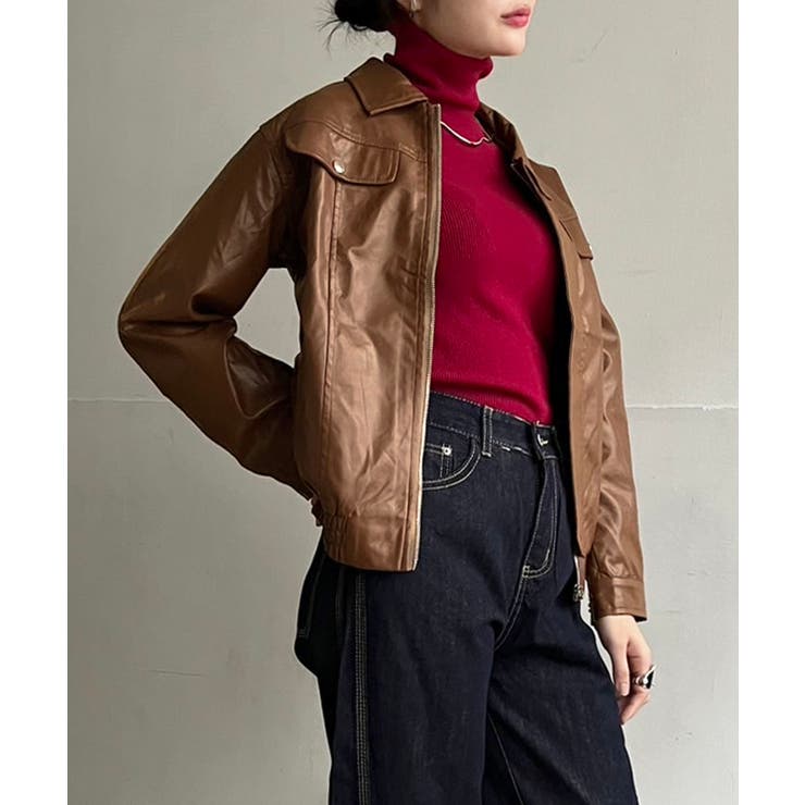 CPOジップアップフェイクレザーブルゾン | Jewelobe | 詳細画像3 