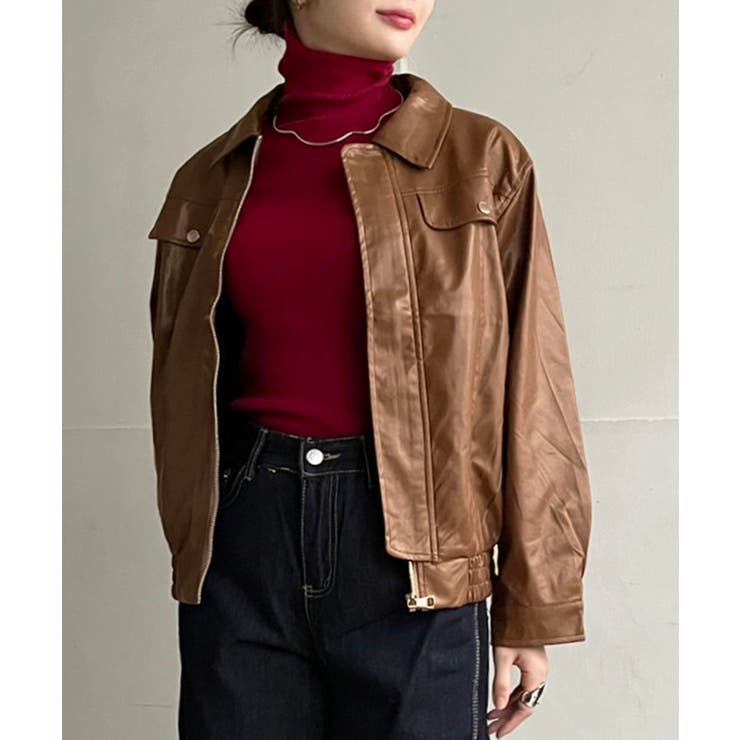 CPOジップアップフェイクレザーブルゾン | Jewelobe | 詳細画像5 