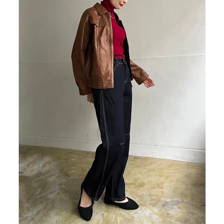 CPOジップアップフェイクレザーブルゾン | Jewelobe | 詳細画像8 