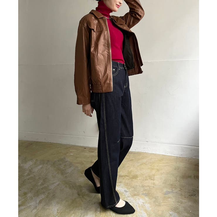 CPOジップアップフェイクレザーブルゾン | Jewelobe | 詳細画像9 