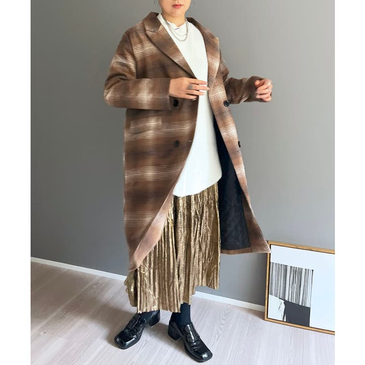 オンブレチェックチェスターコート | Jewelobe | 詳細画像6 