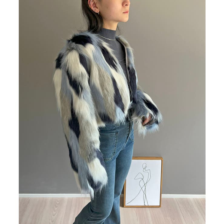 ブルー | ミックスフェイクファーボレロ | Jewelobe