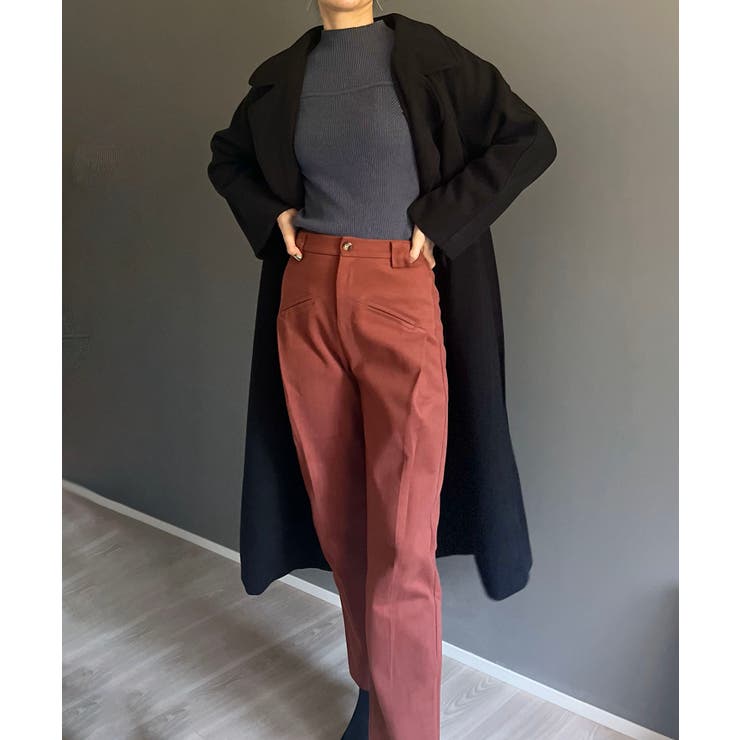 ブラック | ワイドラペルラップロングコート | Jewelobe