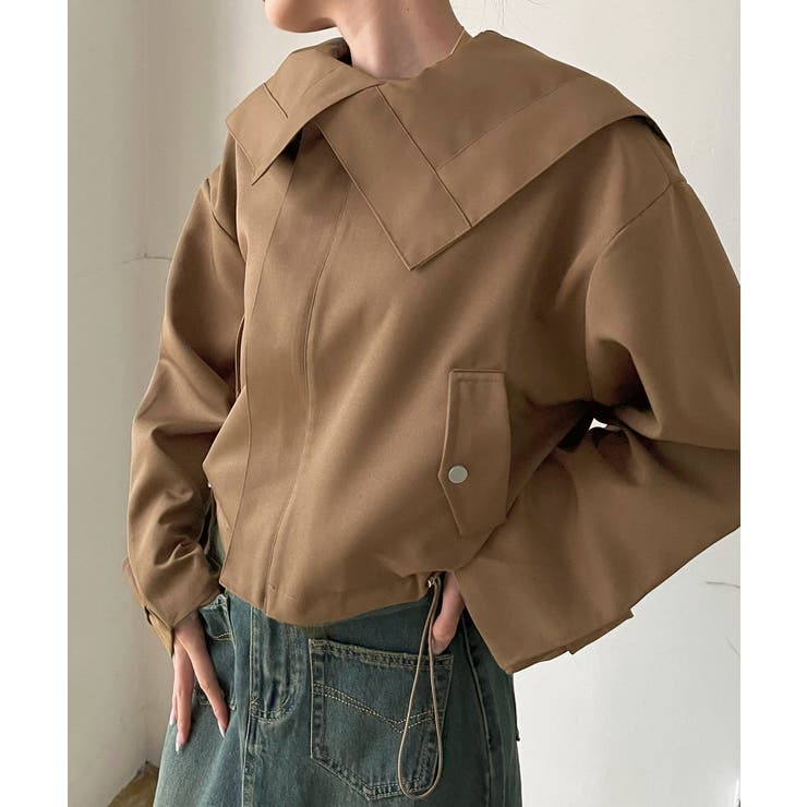 ブラウン | ビッグセーラーカラーショートブルゾン | Jewelobe