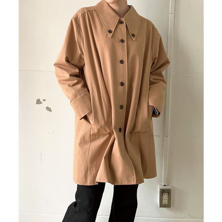 ブラウン | 変形カラーオーバーサイズミディコート | Jewelobe