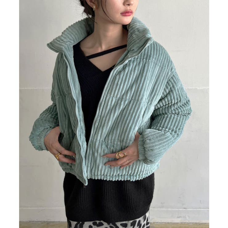 ブルー | コーデュロイ中綿ブルゾン | Jewelobe