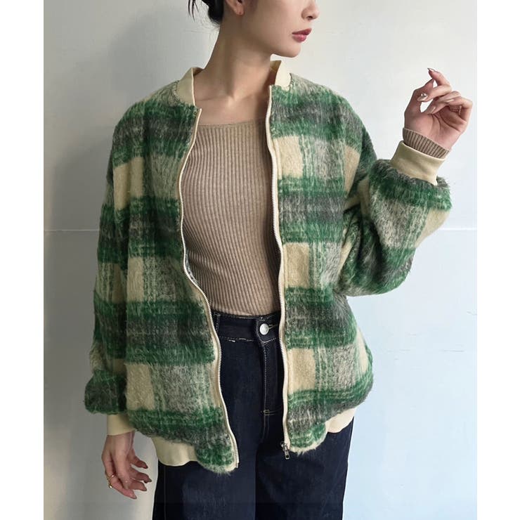 起毛チェックオーバーサイズブルゾン | Jewelobe | 詳細画像1 