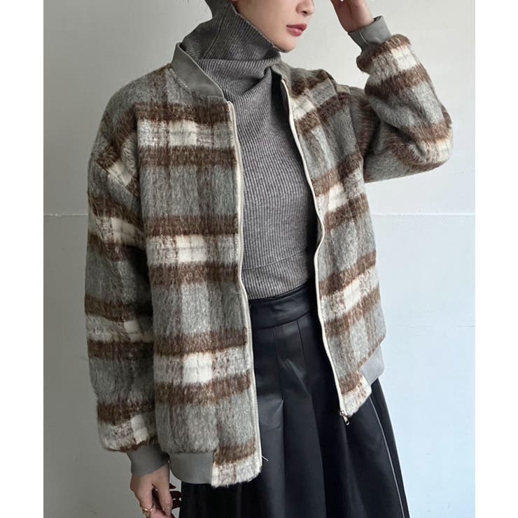 起毛チェックオーバーサイズブルゾン | Jewelobe | 詳細画像10 