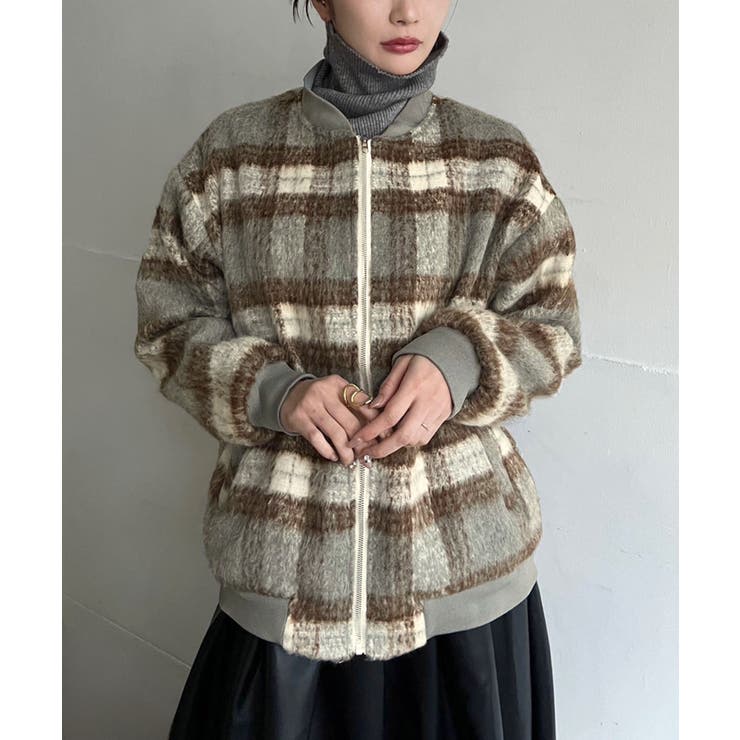 起毛チェックオーバーサイズブルゾン | Jewelobe | 詳細画像9 