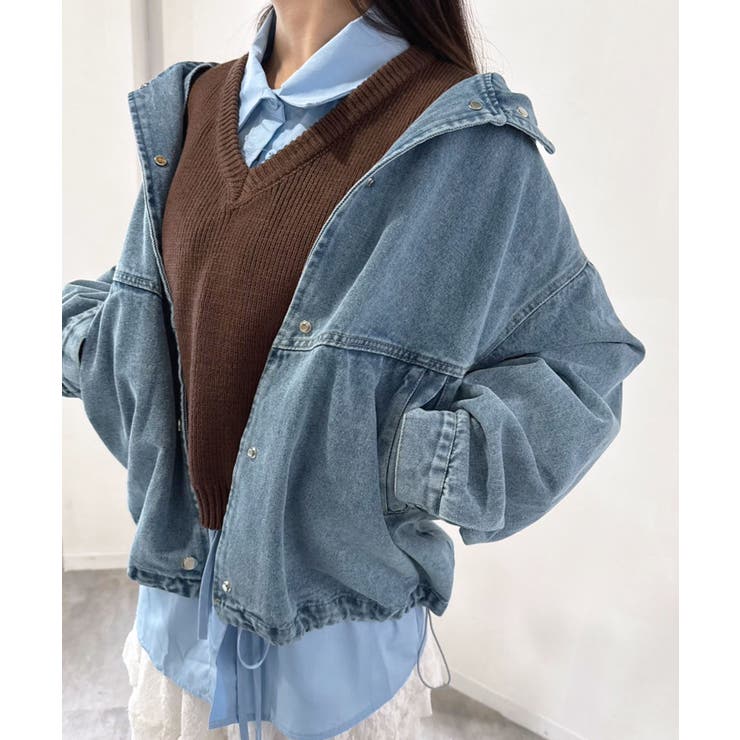 オーバーサイズフーディーデニムブルゾン | Jewelobe | 詳細画像1 