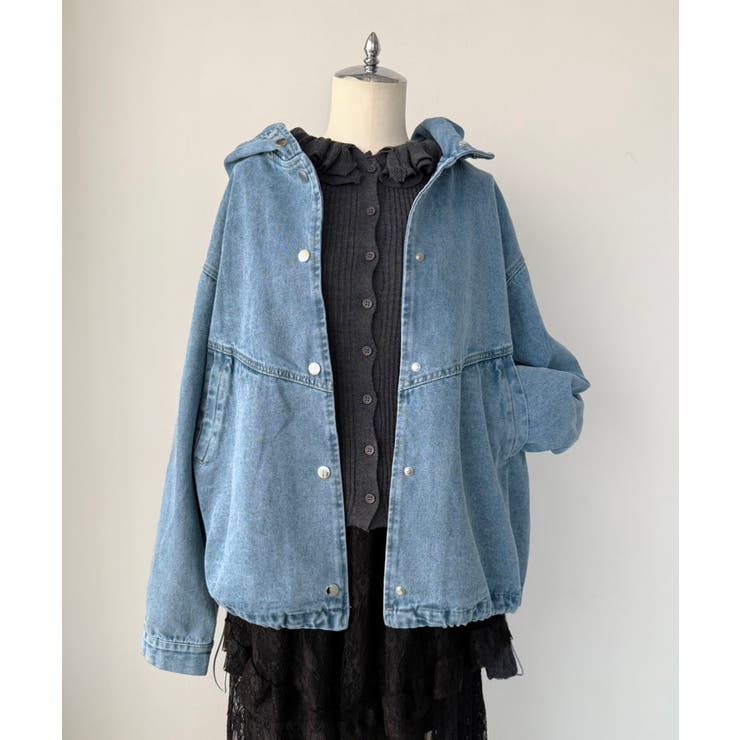 オーバーサイズフーディーデニムブルゾン | Jewelobe | 詳細画像10 