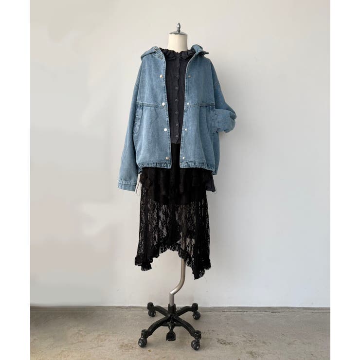 オーバーサイズフーディーデニムブルゾン | Jewelobe | 詳細画像12 