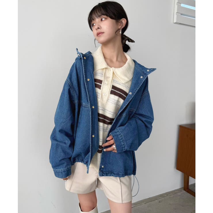 オーバーサイズフーディーデニムブルゾン | Jewelobe | 詳細画像13 