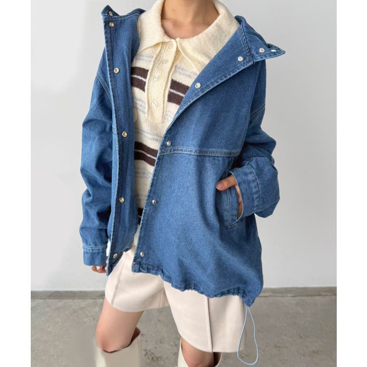 オーバーサイズフーディーデニムブルゾン | Jewelobe | 詳細画像18 