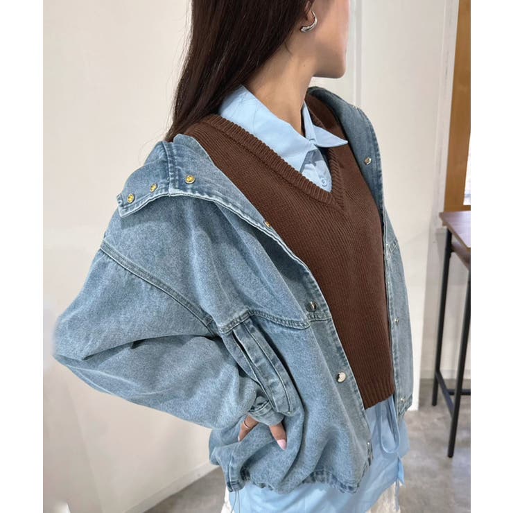 オーバーサイズフーディーデニムブルゾン | Jewelobe | 詳細画像2 