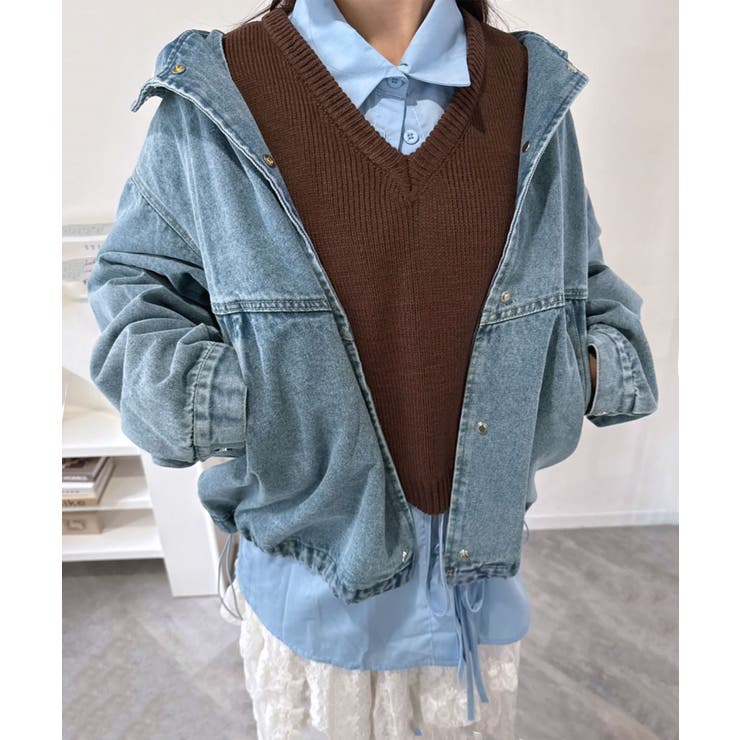 オーバーサイズフーディーデニムブルゾン | Jewelobe | 詳細画像3 